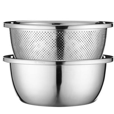 China SSGP 304 Stainless Steel Lavatory Sustainable Household Thickened Double-Layer Large Lavatory Drain Vegetable Basket for sale