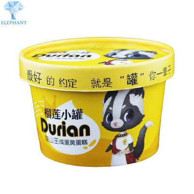 China PET Papier-6Oz Frappe einzelne Eiscreme-Schalen mit hölzernen Löffeln zu verkaufen