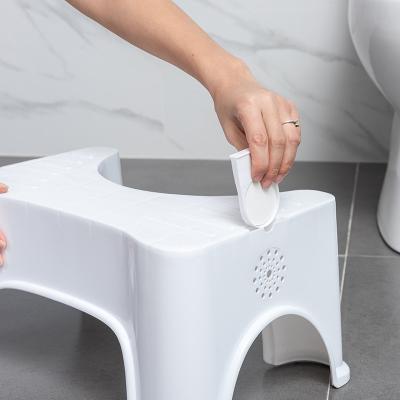 China Collapsible Plastic Foldable Bathroom Toilet Stool With Air Freshener for sale