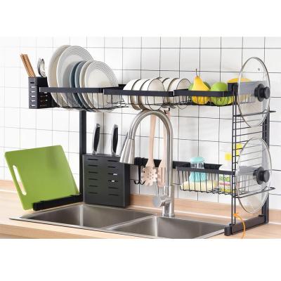 China 2021 New Steel Dish Rack Dish Rack Storage Black Metal Viable Over Sink Kitchen Dish Rack For Kitchen Sink for sale