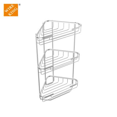 China Standing Type Bathroom Storage Organizers Aluminum 3 Tiers Bathroom Rack Corner Shower Shampoo Holder for sale