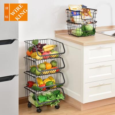 China Wholesale Household Kitchen Storage Metal Storage Fruit Basket and Vegetable Basket Stacking Basket for sale