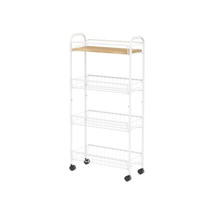 China Storage 4 Tier Trolley Cart Mesh Storage Organizer Slim Rolling Cart with 4 Wheels for Kitchen, Laundry Room, Narrow Space for sale