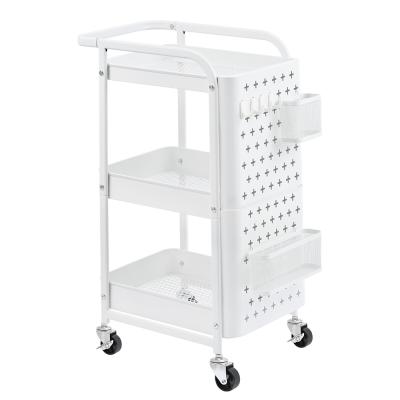 China Wholesale 3-Tier Trolley Cart Storage Racks Metal Cart Kitchen Storage Viable Service Rolling Rack for sale