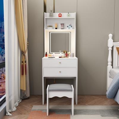 China Simple Storage Bedroom Furniture Makeup Table Vanity Dressing Table With Lights Around Mirror for sale