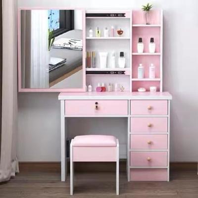 China Large Drawers(Other)Adjustable Bedroom Vanity Table Dresser Desk Storage Shelves Makeup Vanity Dressing Table With Sliding Mirror And Stool Set for sale