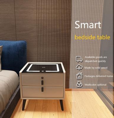 China Modern Bedroom Furniture Wireless Charing Smart Control Bedside Table Functional Lighting Bedstand for sale