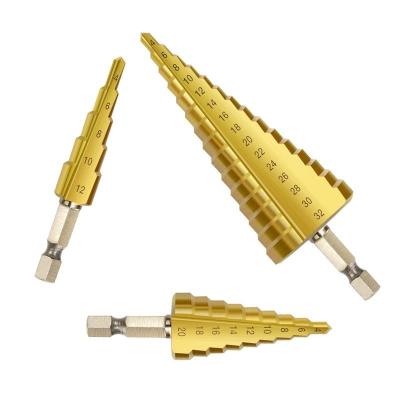 China A drill bit could be used in various size drill hole Rich Inventory Hss Hex Shank titanium step drill bits set for metal for sale