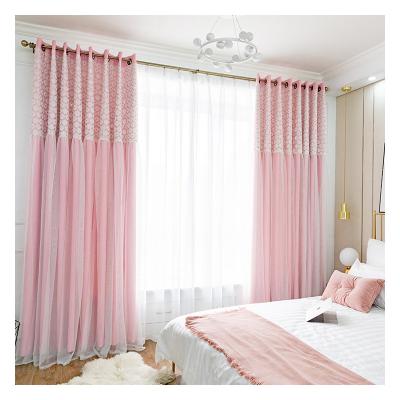 China Blackout Innermor Korean Lace Curtains For Bedroom Double Shade Curtains For Living Room Curtain Pink Dreamy Princess for sale