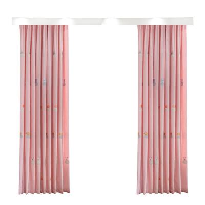 China Blackout Innermor Embroidered Cute Faux Bear Girl Linen Curtain For Kids Bedroom Home Decor Ready Made for sale