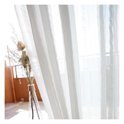 China White Voile Innermor Tulle Kitchen Curtains For Living Room Bedroom Jacquard Home Decor Scandinavian Sheer Luxury White Curtain For Room for sale