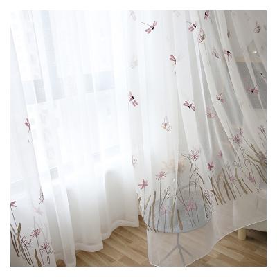 China White Dragonfly Girl's Butterfly Innermor Voile Curtains For Living Room Embroidered Cartoon Curtains For Bedroom And Kitchen Customized for sale