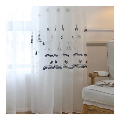 China White Voile Innermor France Tower Boy's 3d Embroidered Curtains For Living Room Bedroom for sale