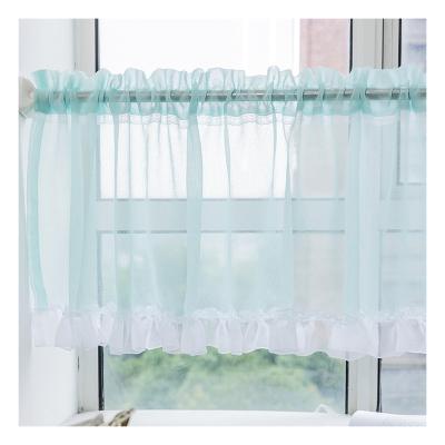 China White Voile Innermor Home Decor Customized Half Short Green Blue Lace Sheer Tulle Curtain For Kitchen Bar for sale