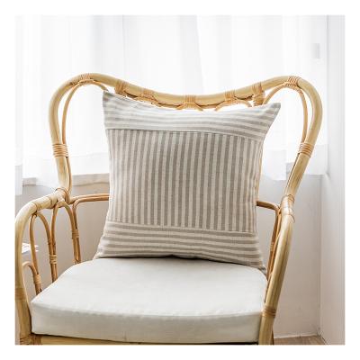 China Innermor PORTABLE Cushion Covers Home Decorative 2021 Polyester and Linen Fabric Striped Ready Made Cushion Cover for sale