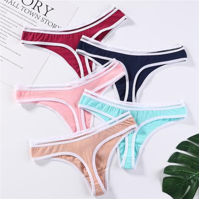 China Logo Letter Ice Silk Sexy T-back Antibacterial Custom Seamless Underwear Tangas Panties Pink Thong Traceless For Women for sale