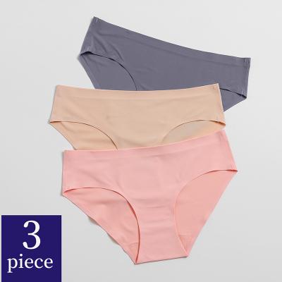 China Customized Antibacterial Plus Size Bonded Seamless Low Rise Sexy Underwear For Women Bikini Ladies Colorful Panties for sale