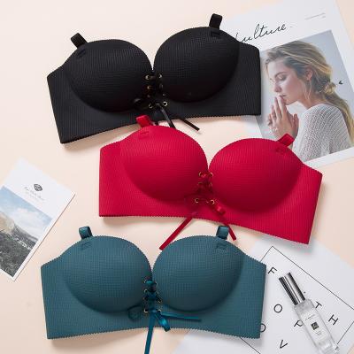 China Plus Size QUICK DRY Custom Lightweight Breathable Ladies Gather Protection Removable Wire Free Breast Push Up Seamless Bra for sale