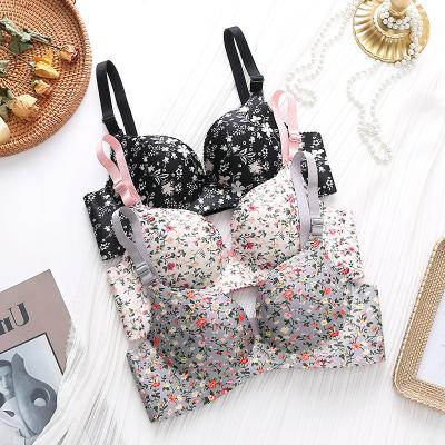 China Best Selling Big Size Ladies QUICK DRY Printing Bra No Steel Ring Comfortable Gather Thin Cup Women's Underwear for sale