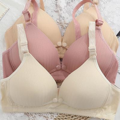 China Size V Antibacterial Comfortable High Neck Soft Hands Free Sleep Underwear Wireless Seamless Maternity Nursing Bras for sale