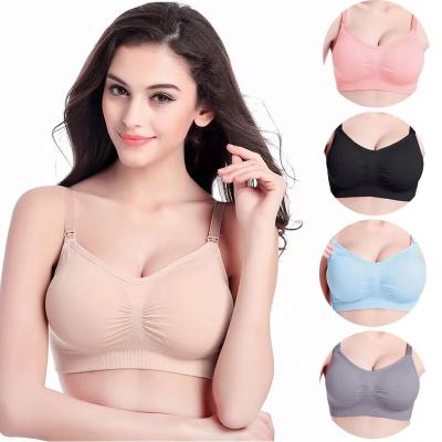 China Wholesale Antibacterial Removable Padded Seamless Breastfeeding Bra Mommy Front Breast Feeding Maternity Nursing Bra for sale