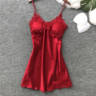 China Hiqh QUICK DRY quality customized sexy sleepwear ladies pajamas silk suspender nightgown dress for women for sale