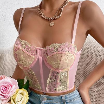 China 2022 New Antibacterial Trending Women's Wire Bralette Night Form Night Wear Corsets Bra Denim Tube Corset Top Top for sale