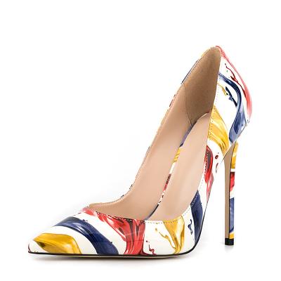 China Classic Round Pointed Toe Stiletto Heel Pumps Women 12 cm High Heels for sale