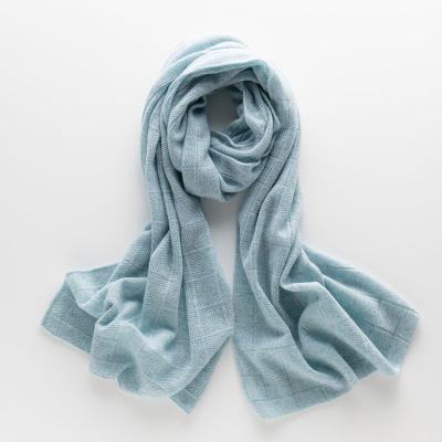 China Plain Knitted Cashmere Solid Color Scarf Women 100% Soft Knitted Shawl for sale