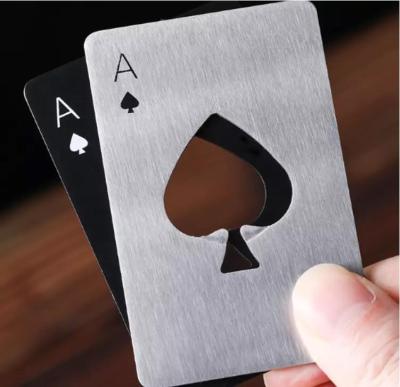 China Capsule Open New Product Personalized Stainless Steel Magnetic Playing Card Beer Bottle Opener for sale