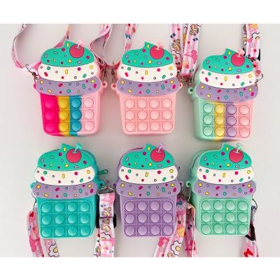 China Waterproof Cute Mini Silicone Bags Fashion Ice Cream Kids Purses and Handbags Little Girls Fidget Coin Purses 2022 for sale