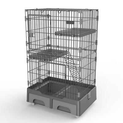 China Wholesale Pet Stored Cages Large Folding Cat Cages Multifunctional Stainless Steel Pet Cages Carriers for sale