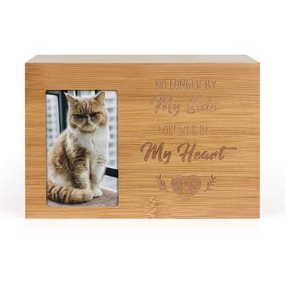 China Primary Color Viable Bamboo Wooden Pet Urn Can Hold Photos Wooden Pull Cover Sealed Animal Urn Wholesale Pet Urns for sale