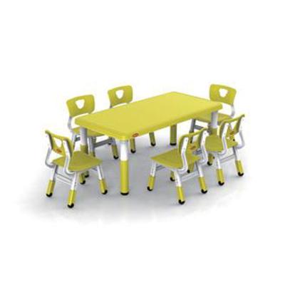 China EUROPEAN Modern Yellow Color Kids Adjustable Table Chair Sets Plastic Preschool Kids Kindergarten Furniture for sale