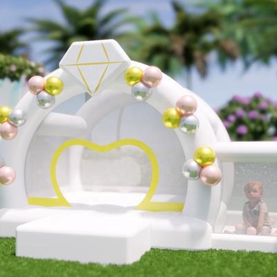 China 2022 Cheap PVC Inflatable Bounce House For Sale Inflatable Party Wedding Use White Pink Bounce Slide for sale