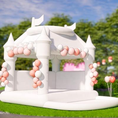 China PVC 10' x10 Macaron White Color Inflatable Bounce House With Flat Surface For Wedding for sale