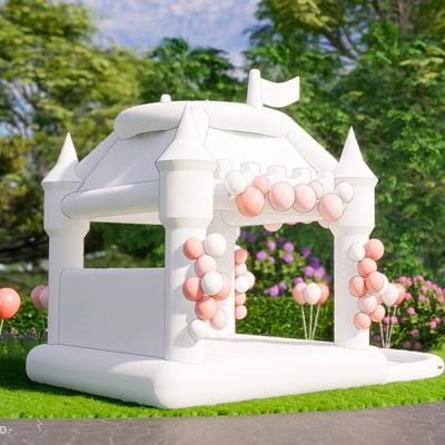 China Mini Toddler Bounce House PVC Jumper House White Castle Slide Bouncing Inflatable Castle Bounce House for sale