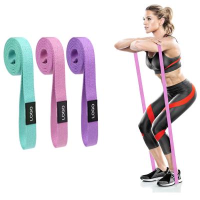 China New Long Elastic Belt 3cm Wide Polyester Resistance Band/Cotton Fitness Resistance Belt Knitted Hip Resistance Circle Long Squat Yoga Stretching Belt for sale