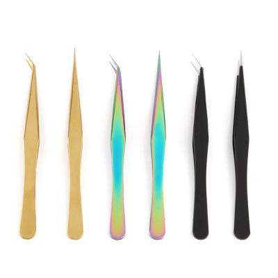 China Durable Straight Curved Eyelash Extensions Tweezers Nipper Stainless Steel False Lash Application Tools for sale