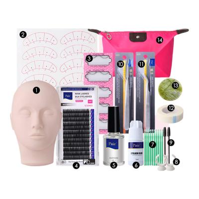 China Professional eyelash extension tool 19PCS false eyelash extension practice exercise set with mannequin head for sale