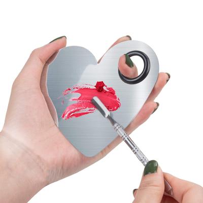 China Wholesale Personal Care Professional Heart Shaped Stainless Steel Makeup Palette Spatula Cosmetic Mixing Sets for sale