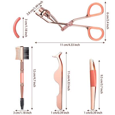 China Available 5PCS Stainless Steel Eyelash Curler Rose Gold Eyelash Applicator Eyebrow Tweezers Set for sale