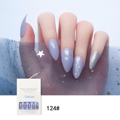 China Meaterial 24pcs Eco-friendly Press On Nails Packaging Box Long Ballerina Fake Nails Tips Almond Shape Tipped for sale