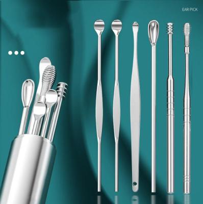 China 6pcs Earpick Comfortable Ear Pick Earwax Removal Set Set Professional Ear Cleaning Tool Kit With Case for sale