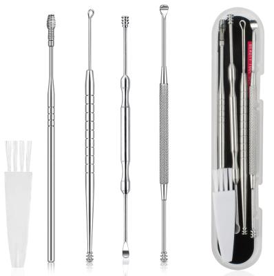 China Comfortable Silver 5pcs Ear Tool Ear Pick Ear Pick Earwax Cleaning Removal Set With Case for sale