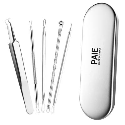 China Eco-friendly Needle Kit Pimple Spot Extractor 5 Pcs Stainless Steel Blackhead Remover Acne Set for sale