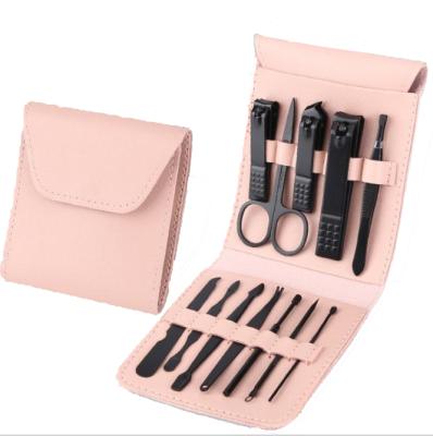 China Professional Men's Fine Soft Stainless Steel Nail Clippers Tool Kit 12 Pcs Manicure Pedicure Set With Leather Case for sale