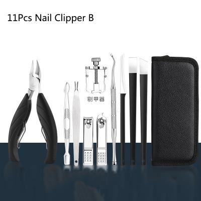 China Multifunctional 11pcs Hard Toenail Tool Stainless Steel Thick Toenail Clipper Set Pedicure Kits for sale