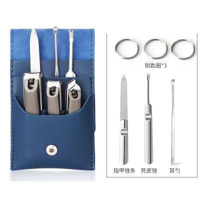 China Professional Nail Tools Custom Professional Stainless Steel 6pcs Pedicure Manicure Set Nail Clippers Kit With Leather Bag for sale