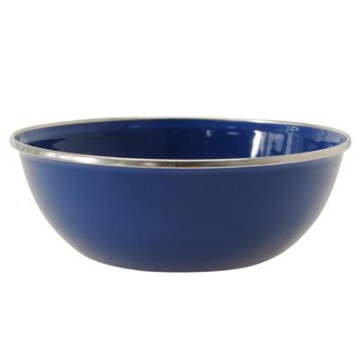 China Sustainable Classic Enamel Blue Colored Metal Storage Salad Serving Bowl For Restaurant for sale